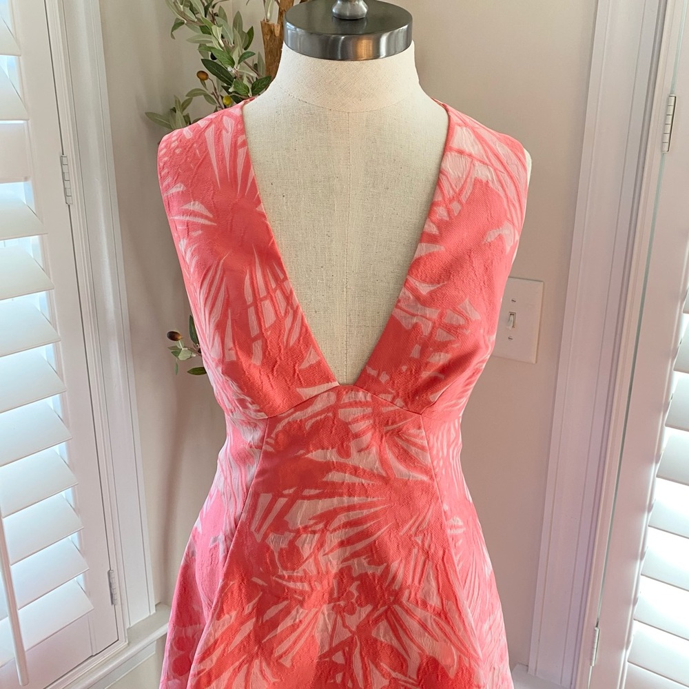Lela Rose floral boarder fil coupe v-neck dress 12 - Picture 10 of 15